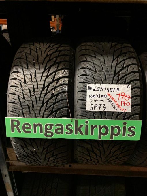 K 255/45R19 Nokian kitka uudenveroiset 9-10mm DOT17 5P73