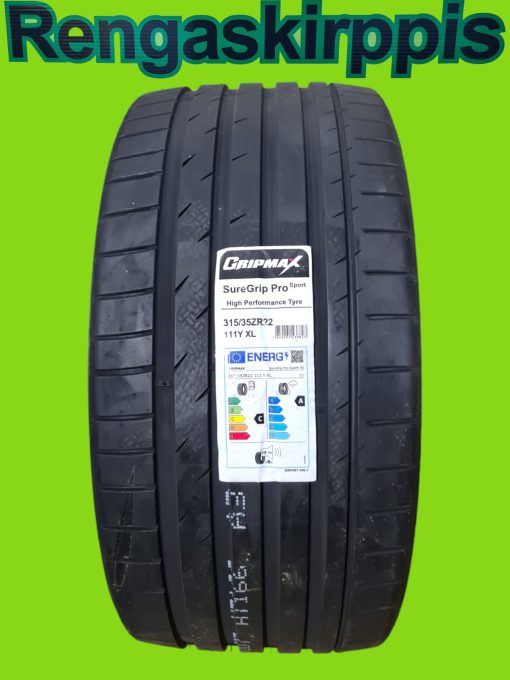 315/35R22 Gripmax Suregrip ProSport 111Y A,C 75dB/kesä
