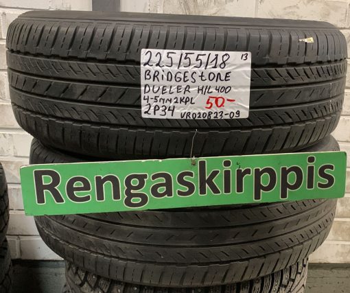 225/55R18 Bridgestone Dueler H/L 400 kesä 4-5mm