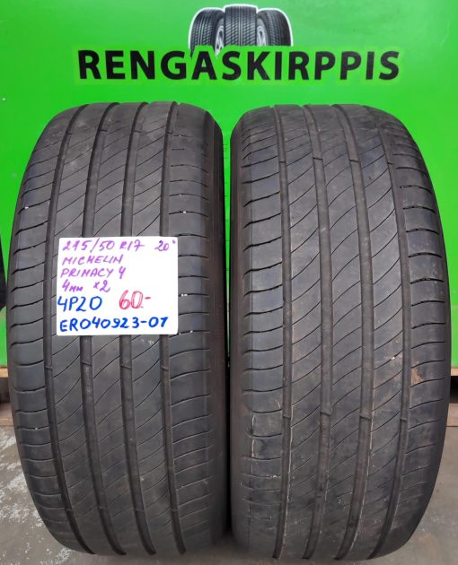 215/50R17 Michelin Primacy 4 kesä 4mm / 4P20