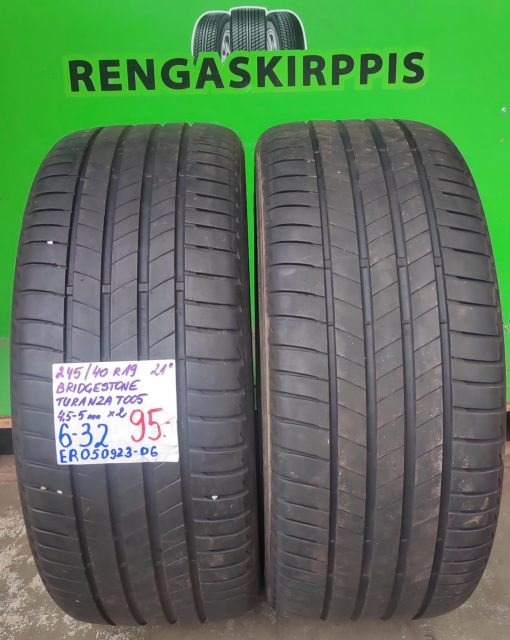 245/40R19 Bridgestone Turanza T005 kesä 4,5-5mm / 6-32
