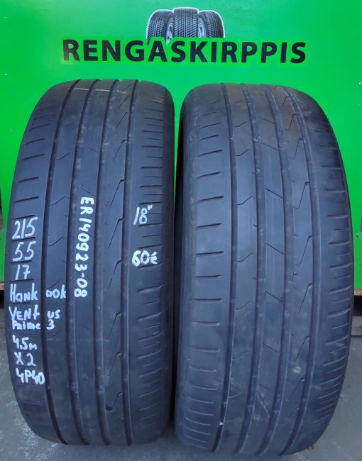 215/55R17 Hankook Ventus Prime 3 kesä 4,5mm / 4P46