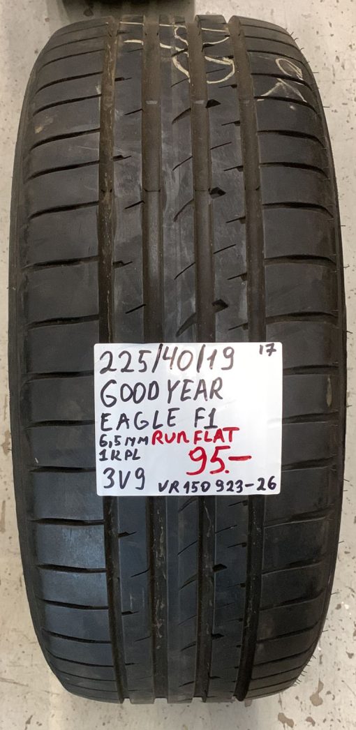 225/40R19 GoodYear Eagle F1 Runflat kesä 6,5mm / 3V9