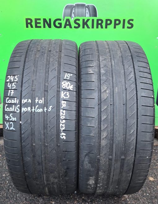 245/45R17 Continental ContiSportContact 5 kesä 4-5mm / K3