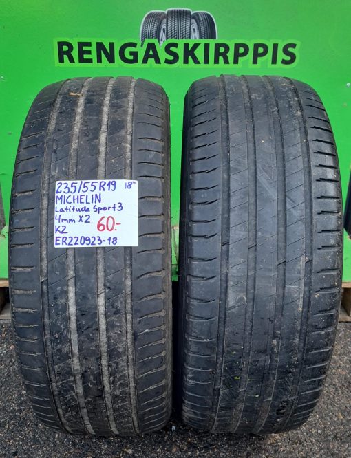235/55R19 Michelin Latitude Sport 3 kesä 4mm / K3