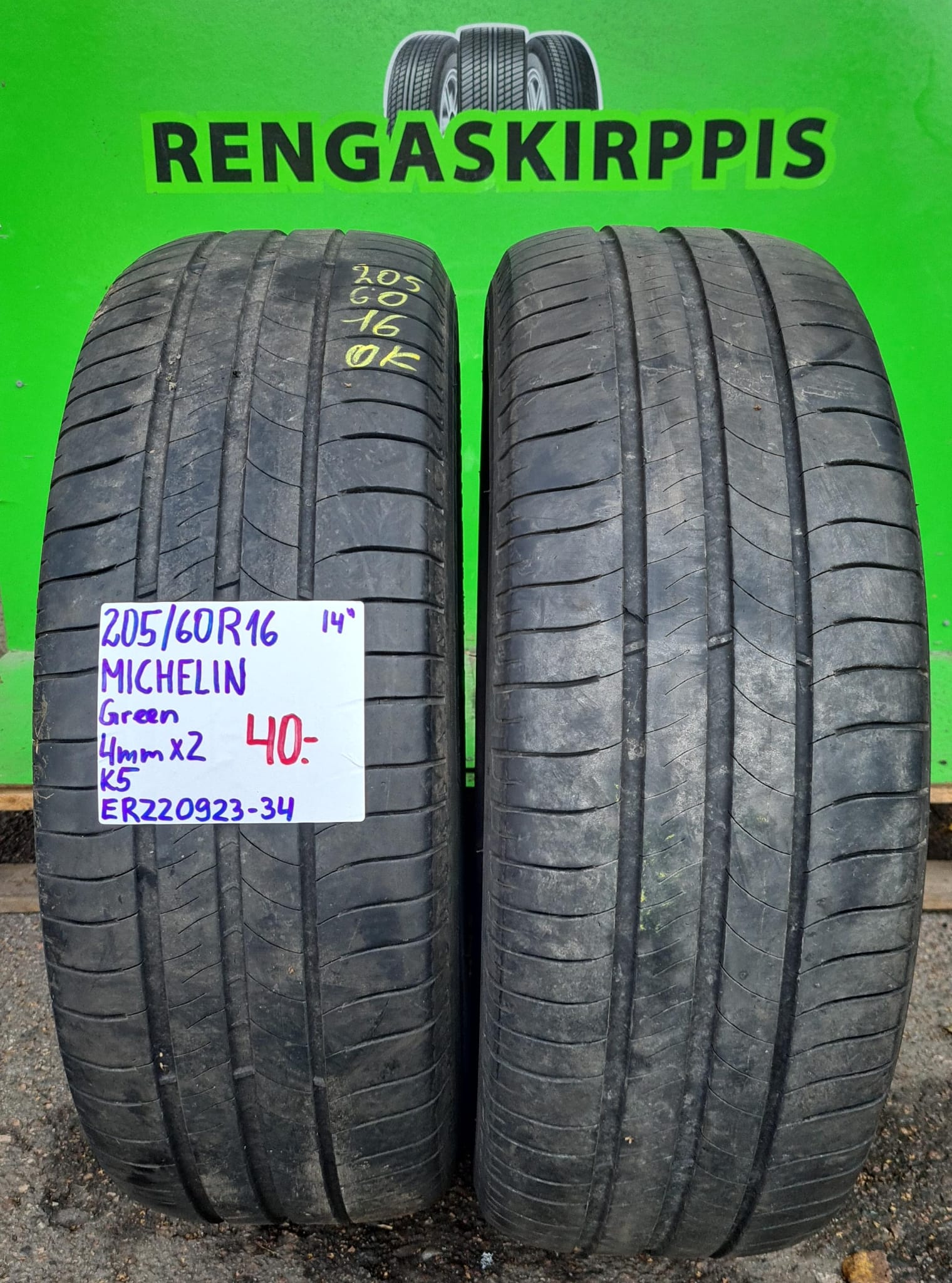 205/60R16 Michelin Green kesä 4mm / K5 - Rengaskirppis