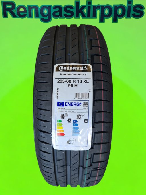 205/60R16 Continental PremiumContact 6 96H XL A,A 72dB/kesä