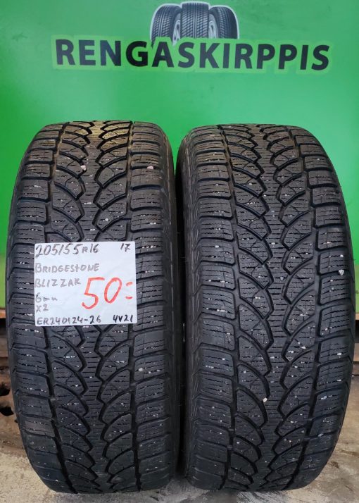 205/55R16 Bridgestone Blizzak Keski-Euroopan kitka 6mm / 4V21