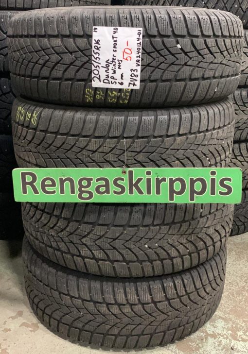205/55R16 Dunlop SP Winter Sport 4D M+S kesäkäyttöön 6mm / 7V83
