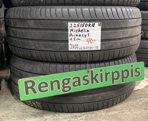 225/50R18 Michelin Primacy 3 kesä 4,5mm / 2V27