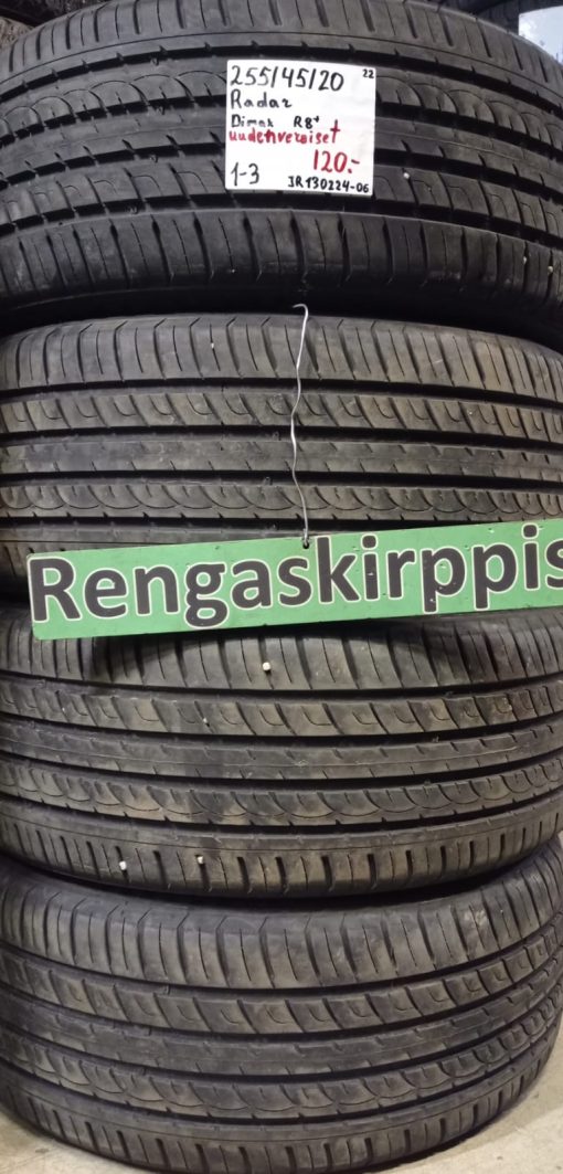 255/45R20 Radar Dimax R8+ kesä uudenveroiset / 1-3