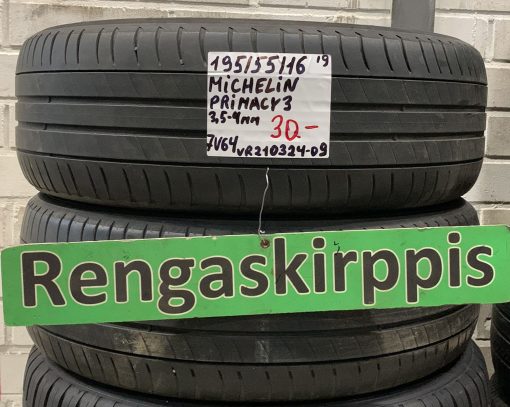 195/55R16 Michelin Primacy 3 kesä 3,5-4mm / 7V64