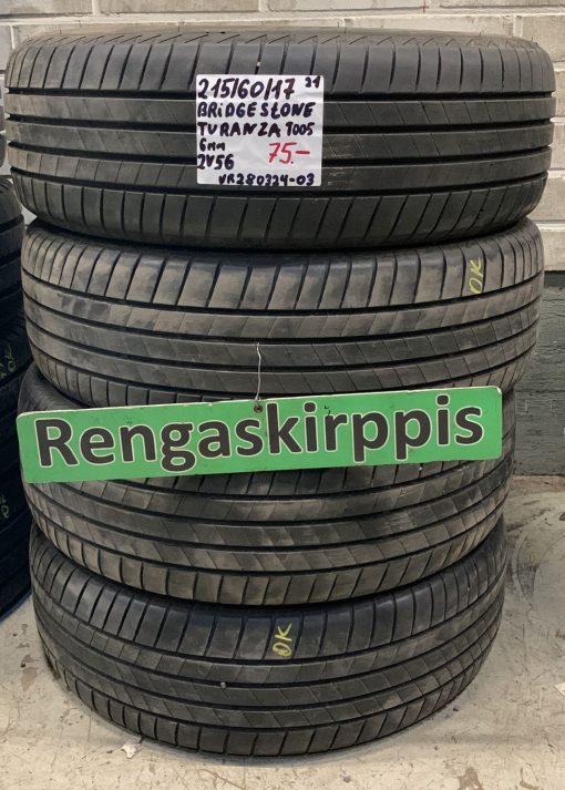 215/60R17 Bridgestone Turanza T005 kesä 6mm / 2V56