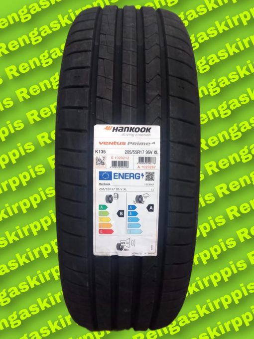 205/55R17 Hankook Ventus Prime4 K135 95V XL B, A 69dB/ kesä