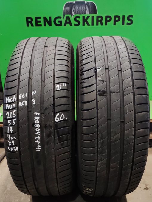 215/55R17 Michelin Primacy 3 kesä 4mm / 5V35