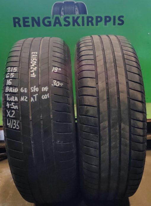 215/65R16 Bridgestone Turanza T005 kesä 4-5mm / 4V35