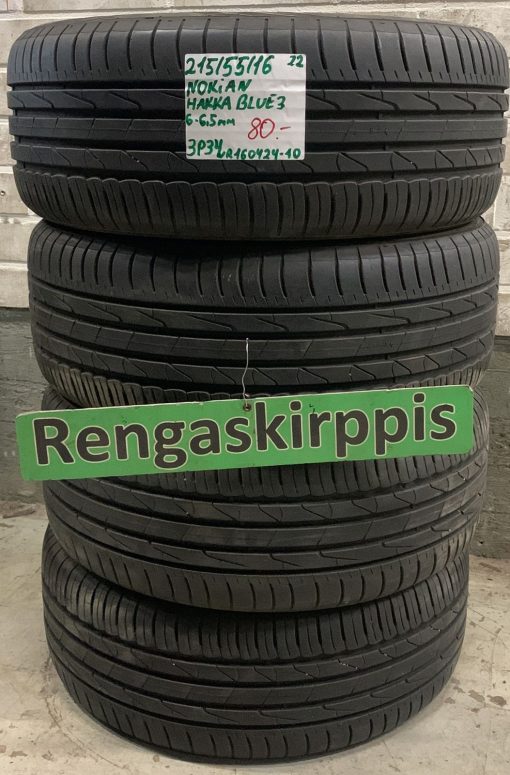 215/55R16 Nokian Hakka Blue 3 kesä 6-6,5mm / 3P34