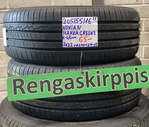 205/55R16 Nokian Hakka Green 3 kesä 6-6,5mm / 7V22