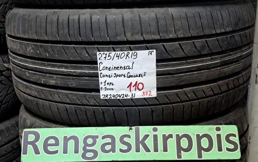 275/40R19 Continental ContiSportContact 5 kesä 8-9mm / 6V10-1