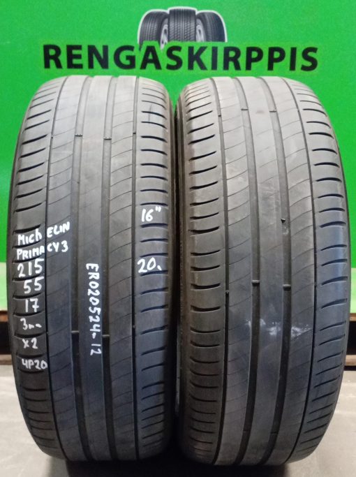 215/55R17 Michelin Primacy 3 kesä 3mm / 4P20