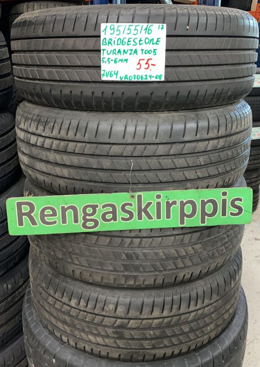 195/55R16 Bridgestone Turanza T005 kesä 5,5-6mm / 7V64