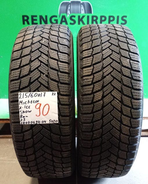 215/60R17 Michelin X-Ice Snow Keski-Euroopan kitka 8mm / 5V20