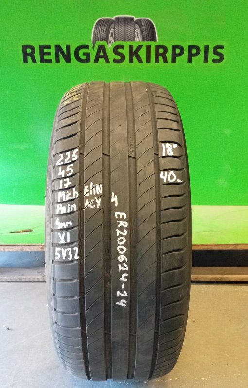 225/45R17 Michelin Primacy 4 kesä 4mm / 5V32