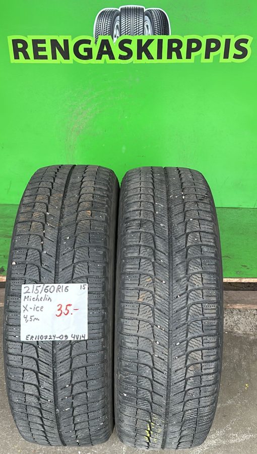 215/60R16 Michelin X-Ice kitka 4,5mm / 4V14