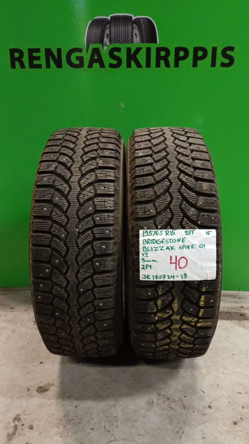 195/65R15 Bridgestone Blizzak Spike 01 nasta 9mm / 2P1