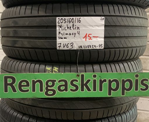 205/60R16 Michelin Primacy 4 kesä 3mm / 7V63