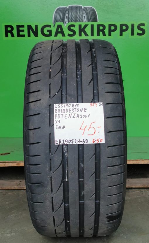 255/40R18 Bridgestone Potenza S001 95Y kesä 5mm / 6-50