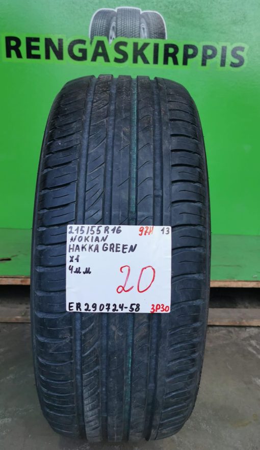 215/55R16 Nokian Hakka green 97H kesä 4mm / 3P30
