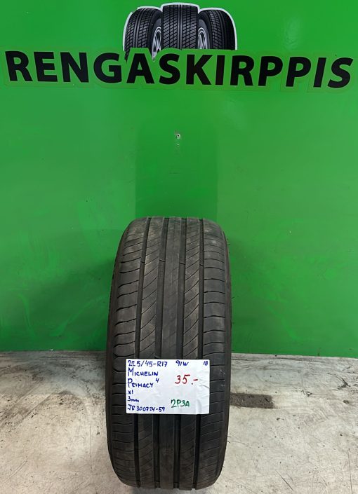 225/45R17 Michelin Primacy 4 91W kesä 3mm / 2P3A