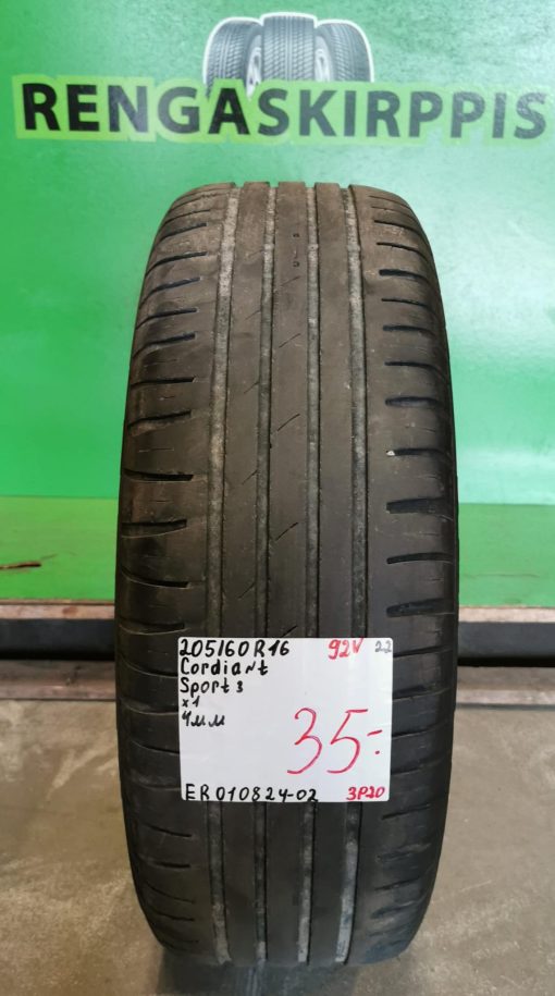205/60R16 Cordiant Sport 3 92V kesä 4mm / 3P20