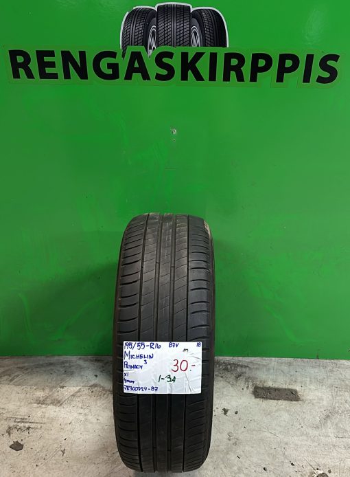 195/55R16 Michelin Primacy 3 87V kesä 4mm / 1-3A