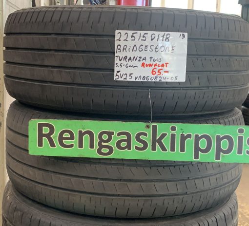 225/50R18 Bridgestone Turanza T005 Runflat kesä 5,5-6mm / 5V25