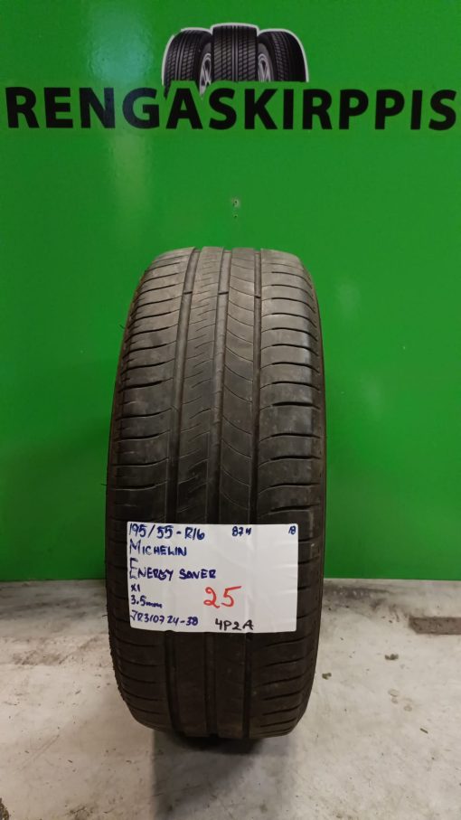 195/55R16 Michelin Energy Saver 87H kesä 3,5mm / 2P8-1