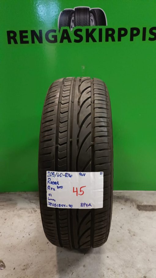 205/60R16 Radar RPX800 96V kesä 6mm / 4V4-2