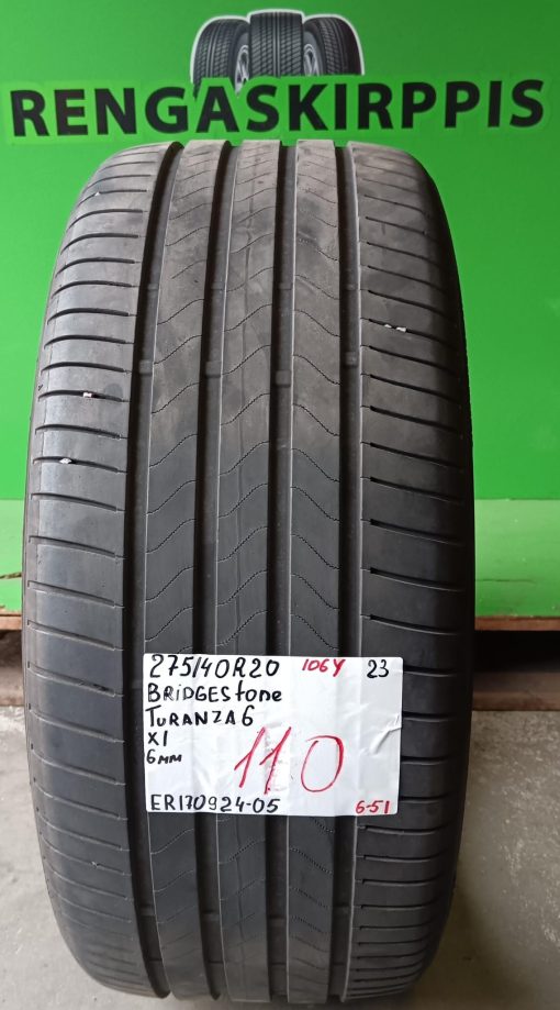 275/40R20 Bridgestone Turanza 6 106Y kesä 6mm / 6-51