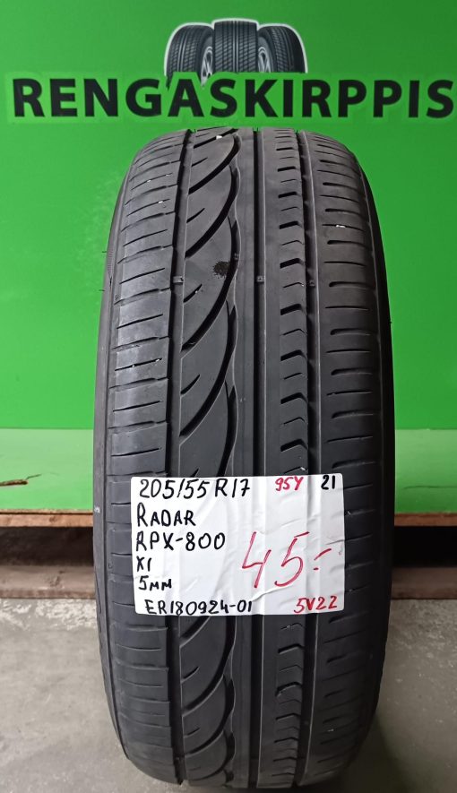 205/55R17 Radar RPX800 95Y kesä 5mm / 5V22