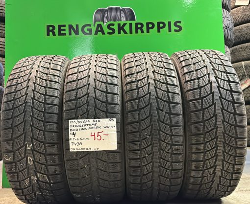 195/55R16 Bridgestone Blizzak Nordic WN01 87R kitka 5,5-6,5mm / 7V3A