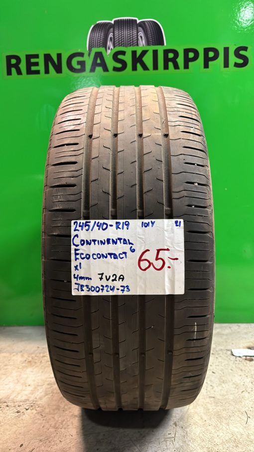 245/40R19 Continental EcoContact 6 101Y kesä 4mm / 7V2A