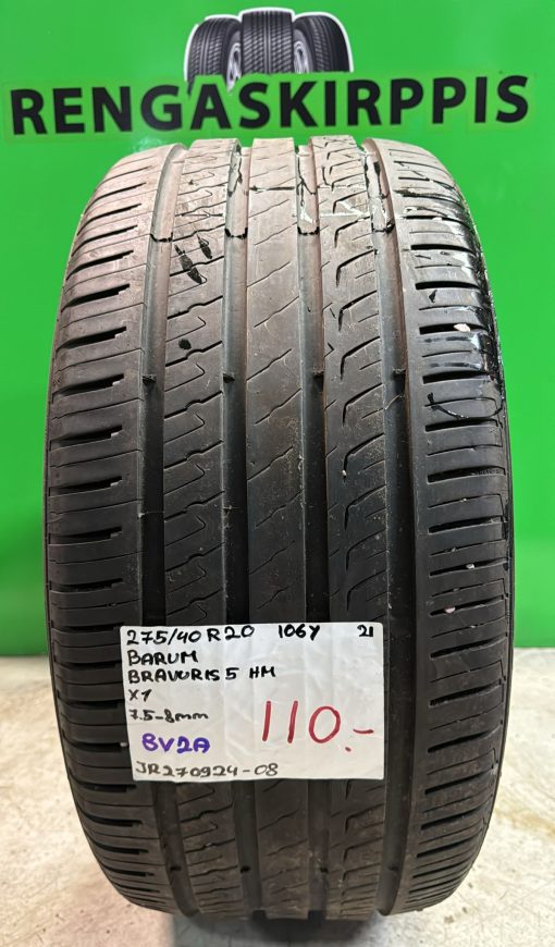 275/40R20 Barum Bravuris 5 HM 106Y kesä 7,5-8mm / 3V4-1