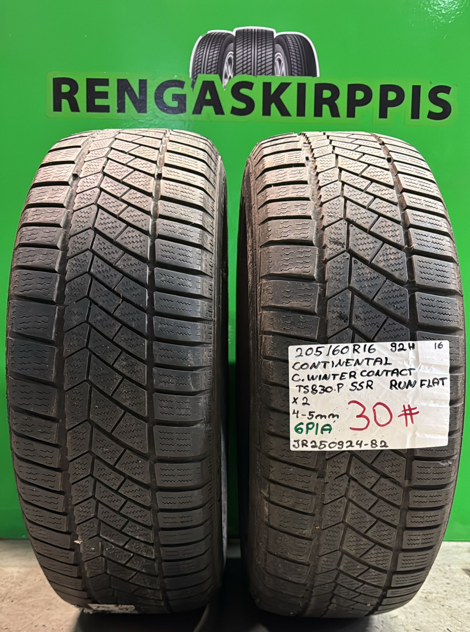 205/60R16 Continental ContiWinterContact TS830P SSR Runflat 92H kitka 4-5mm # / 3P2-3