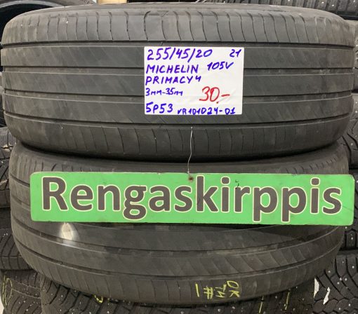 255/45R20 Michelin Primacy 4 kesä 3-3,5mm / 5P53