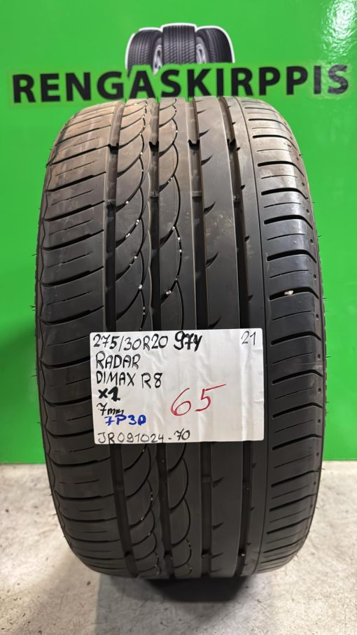 275/30R20 Radar Dimax R8 97Y kesä 7mm / 7P3A