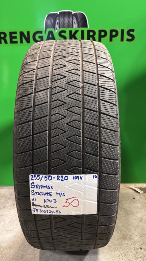 255/50R20 Gripmax Stature 109V M+S kesä 4,5mm / 10V3