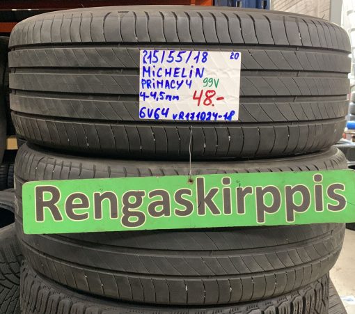 215/55R18 Michelin Primacy 4 99V kesä 4-4,5mm / 6V64