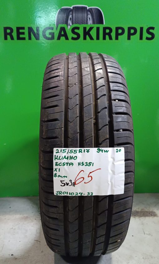 215/55R17 Kumho Ecsta HS351 94W kesä 8mm / 3P14-1