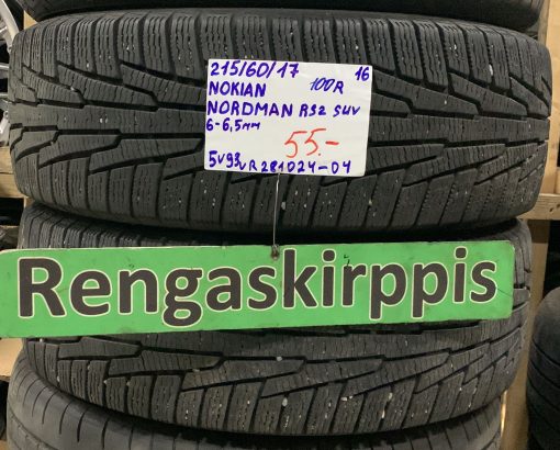 215/60R17 Nokian Nordman RS2 Suv 100R kitka 6-6,5mm / 5V93